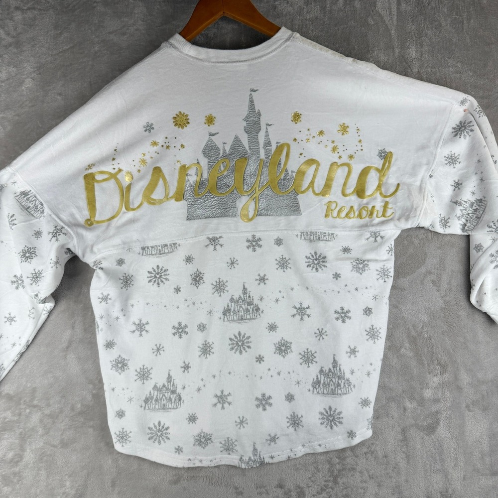 Disney Spirit Jersey Disneyland Resort White‎ Gold Snowflake Winter Christmas